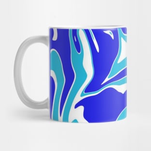 White and Blue Abstract Swirls Marble Pattern Mug